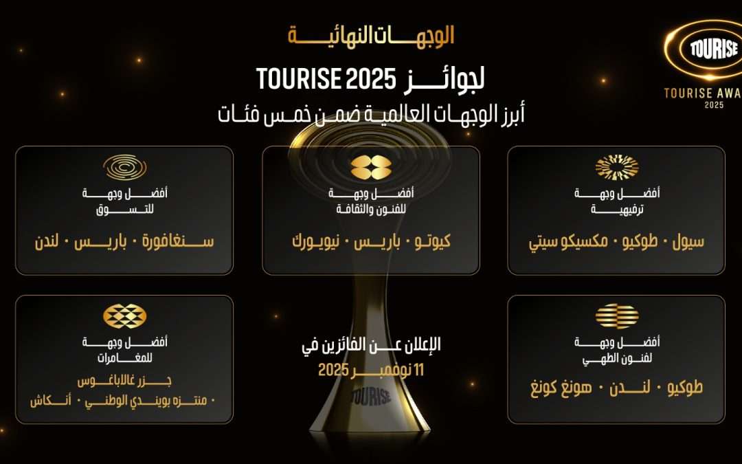 12 وجهة عالمية تُعيد رسم مستقبل السياحة في نهائيات جوائز TOURISE 2025
